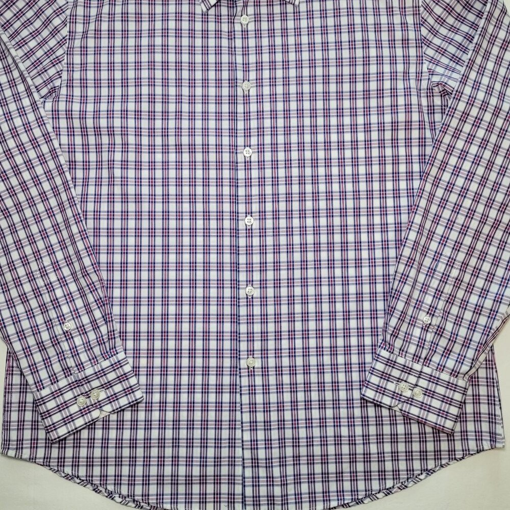 Egara Mens Non-Iron Slim Fit Plaid Dress Shirt XL Preppy Academia - Picture 3 of 7